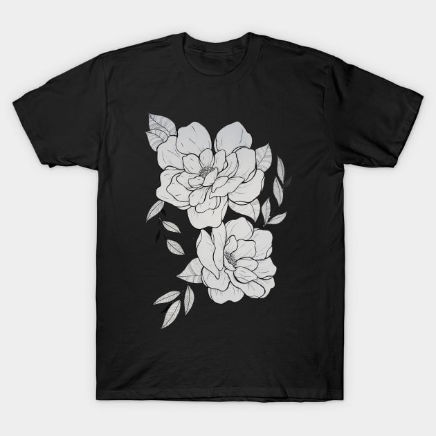 fine line pen drawn poppies T-Shirt by fun chaos amy